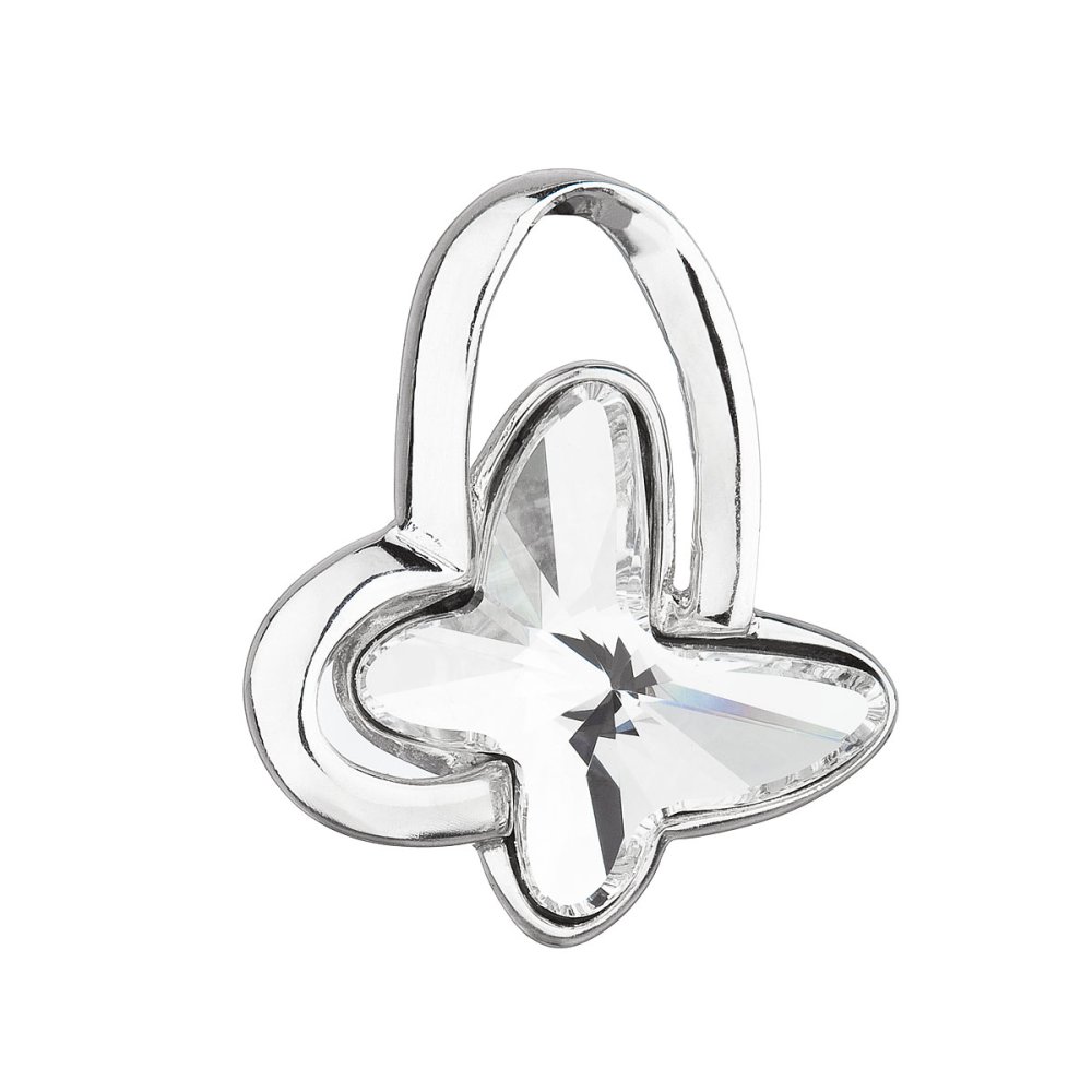 Stříbrný přívěsek s krystaly Swarovski bílý motýl 34232.1 Krystal