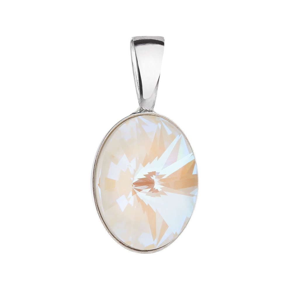Stříbrný přívěsek s krystalem Swarovski bílý ovál 34245.4 Light Grey Delite
