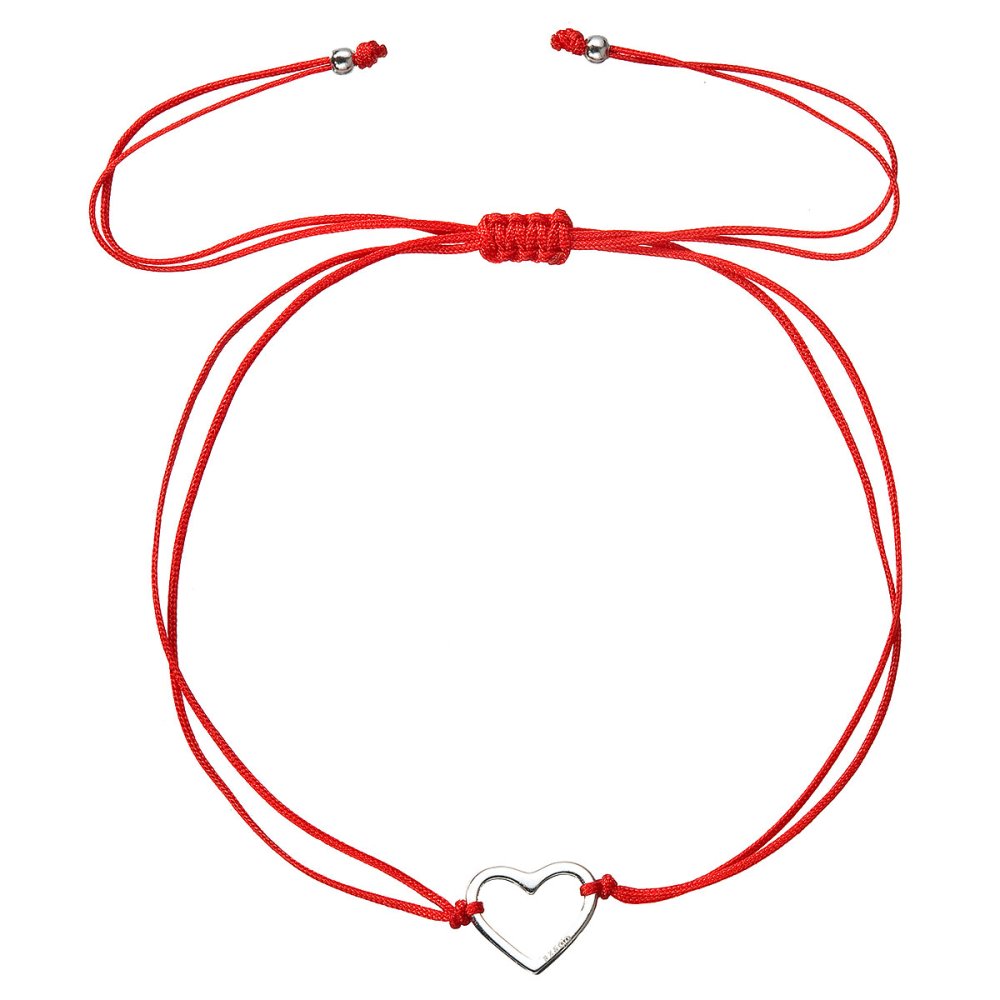 Levně Kabbalah náramek se stříbrným srdíčkem 13042.3 red
