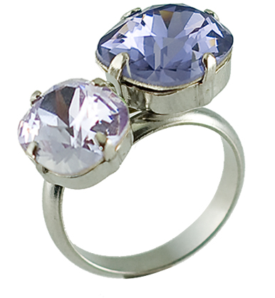 Prsten se Swarovski Elements oblý čtverec Fialový