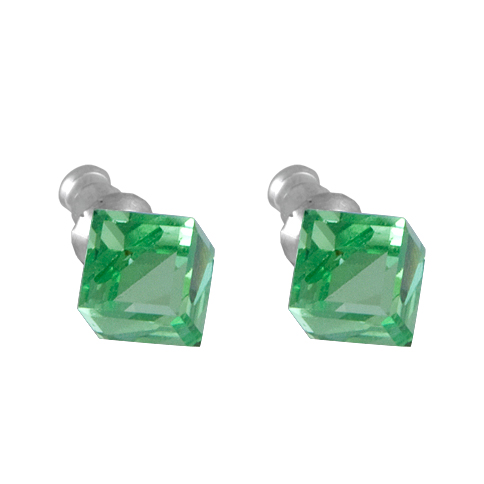 Náušnice Swarovski Elements kostka 713887, 8mm, peridot - zelená