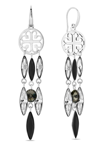 Náušnice se Swarovski Elements Roseta KWDR4200SS29CJBD Black Diamond