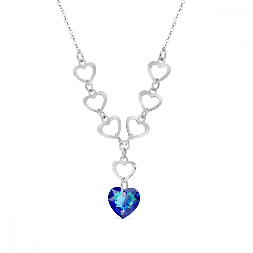 Levně Náhrdelník modrý se Swarovski Elements Feeling NS64328BB Bermuda Blue