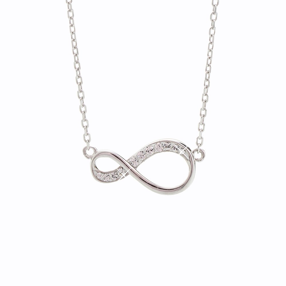 Stříbrný náhrdelník čirý se Swarovski Elements Nekonečno Krystal