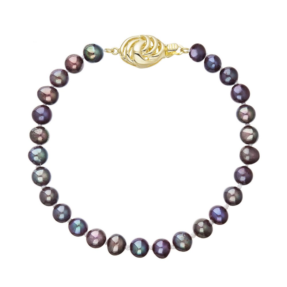 Perlový náramek z říčních perel se zapínáním ze 14 karátového zlata 923001.3/9265A dk.peacock,Perlový náramek z říčních perel se zapínáním ze 14 karát