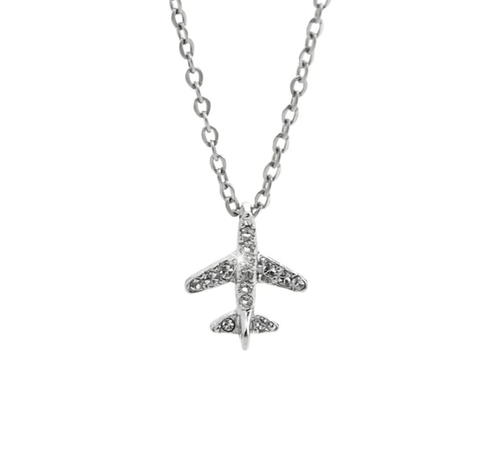 Náhrdelník čirý letadlo s krystaly Swarovski Elements Krystal