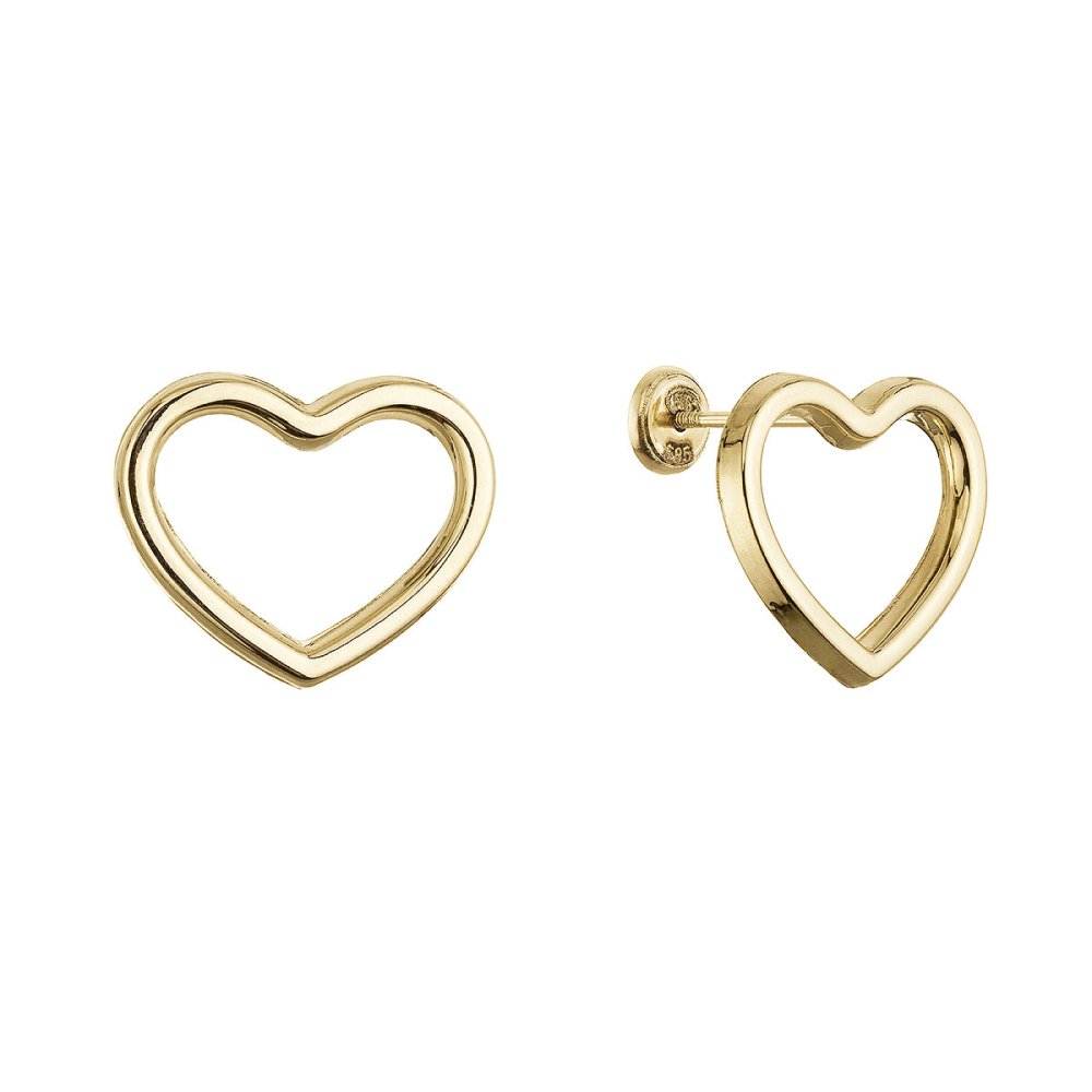 Zlaté 14 karátové náušnice srdce 91A00080