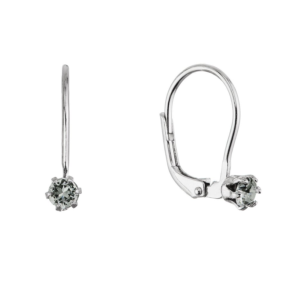 Stříbrné visací náušnice s Preciosa krystalem 31322.3 black diamond