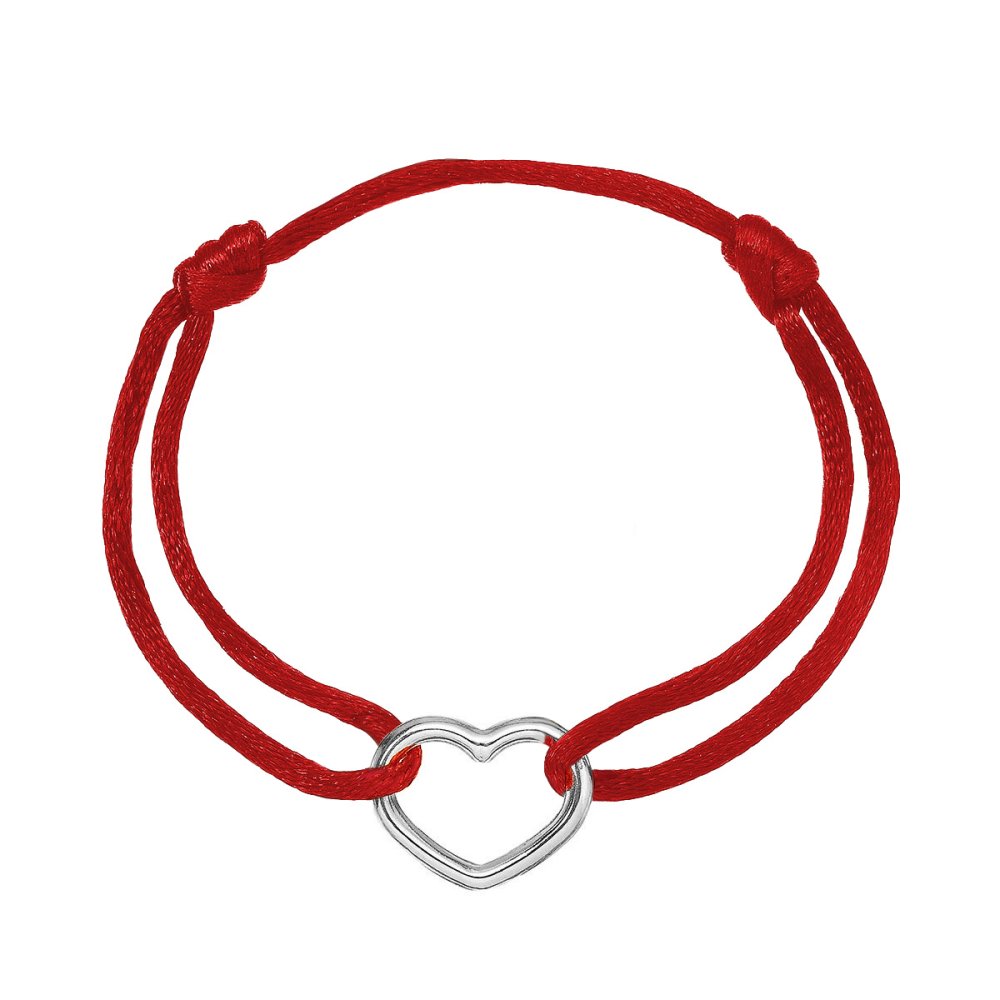Kabbalah náramek se stříbrným srdcem 13093.3 red