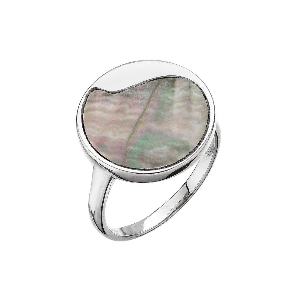 Stříbrný prsten s černou perletí 15030.3 52