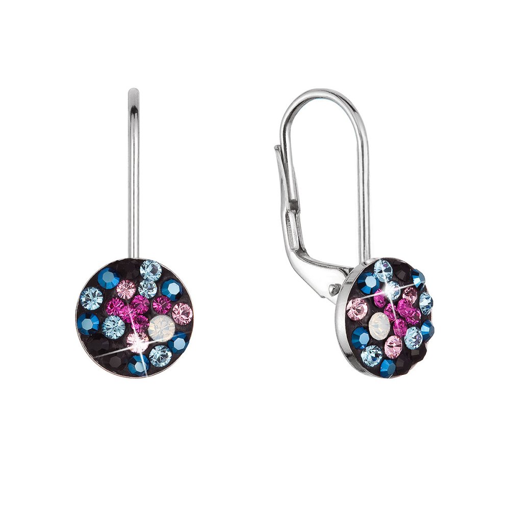 Levně Stříbrné náušnice visací s krystaly Swarovski mix barev malé 31321.4 galaxy