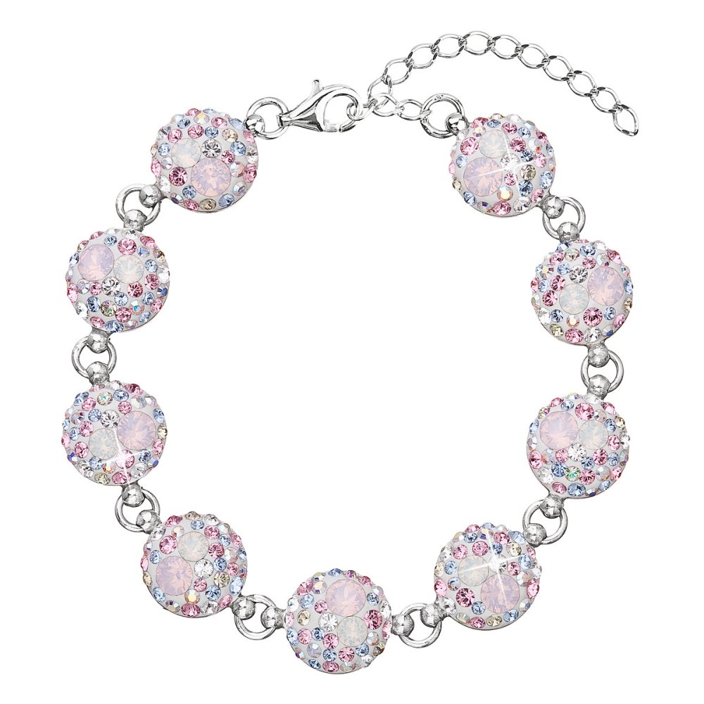 Levně Stříbrný náramek se Swarovski krystaly růžový 33048.3 Magic Rose