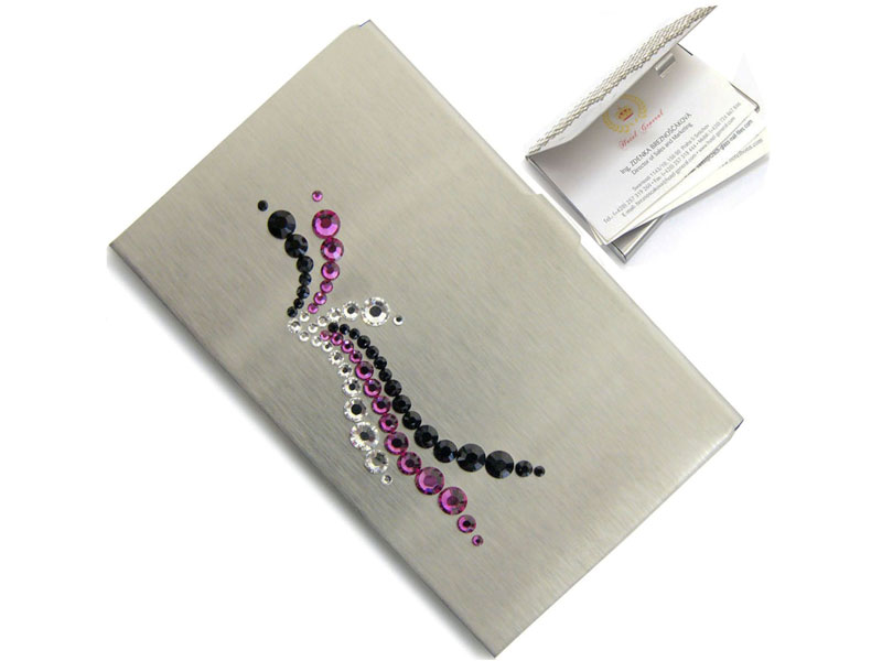 Levně Vizitkář se Swarovski Elements, motiv vlnka Fuchsia