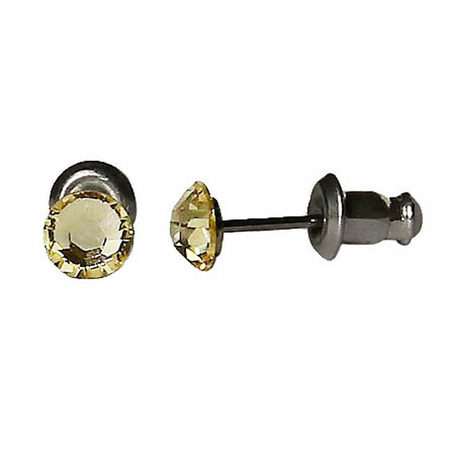 Náušnice Swarovski Elements s broušeným krystalem, visací, tvar tečka, světle žlutá