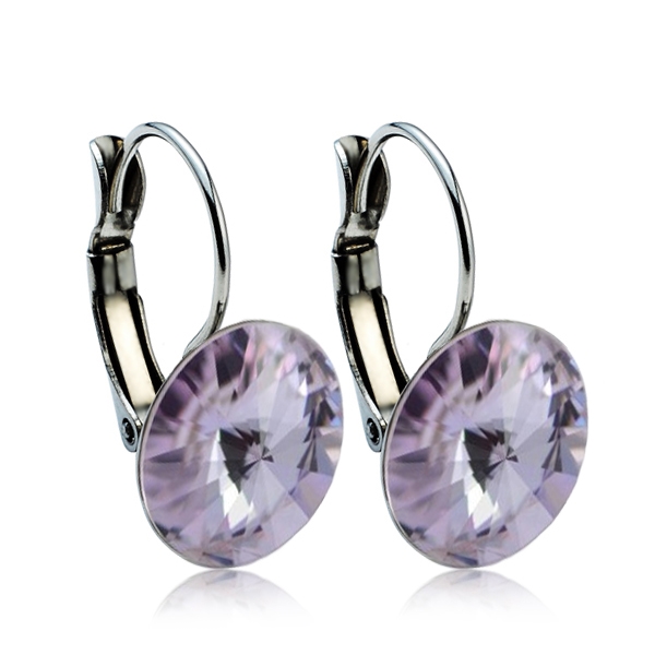 Náušnice světle fialové Rivoli se Swarovski Elements Light Amethyst 14 mm