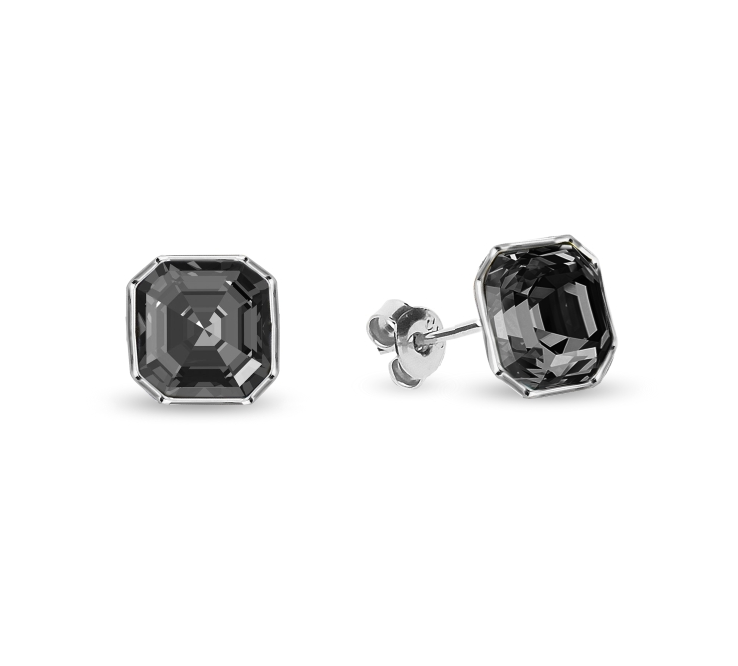 Náušnice šedé se Swarovski Elements Imperial Studs K44806SN Silver Night