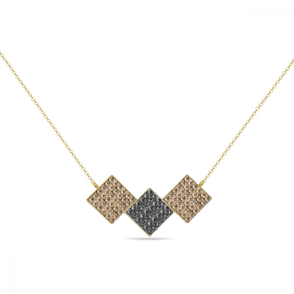 Levně Náhrdelník šedý se Swarovski Elements Glitter NKGFM3GSSN Silver Night