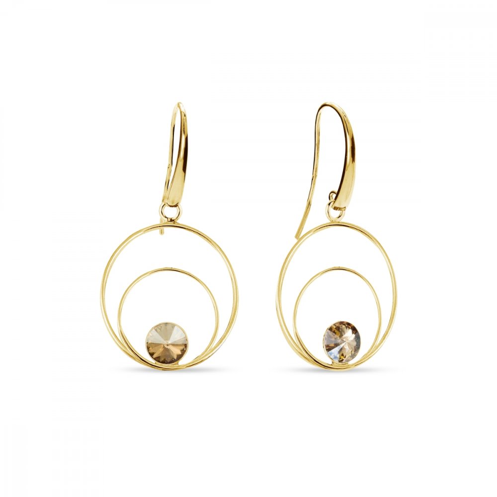 Náušnice zlaté se Swarovski Elements Glory KWODG1122SS29GS Golden Shadow