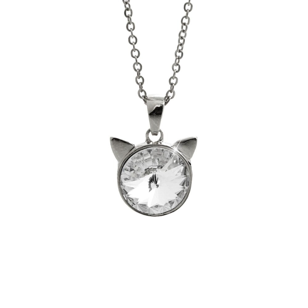 Náhrdelník čirý se Swarovski Elements Kočka Krystal