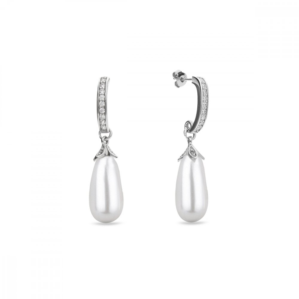 Náušnice se Swarovski Elements perla Bílá