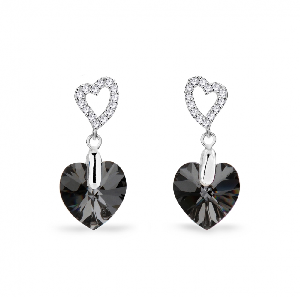 Levně Náušnice šedé se Swarovski Elements Amore KCS622810SN Silver Night