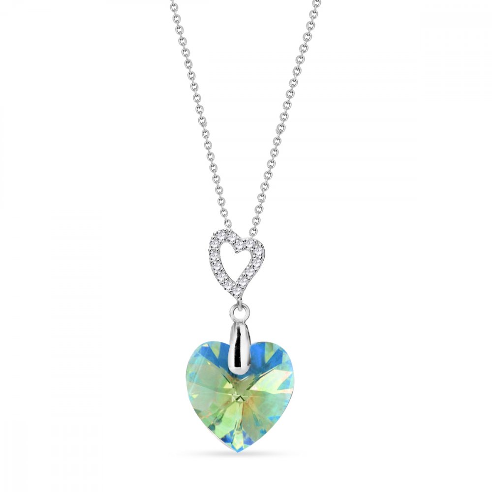 Levně Náhrdelník zelený se Swarovski Elements Amore NCS622814ERSH Erinite Shimmer