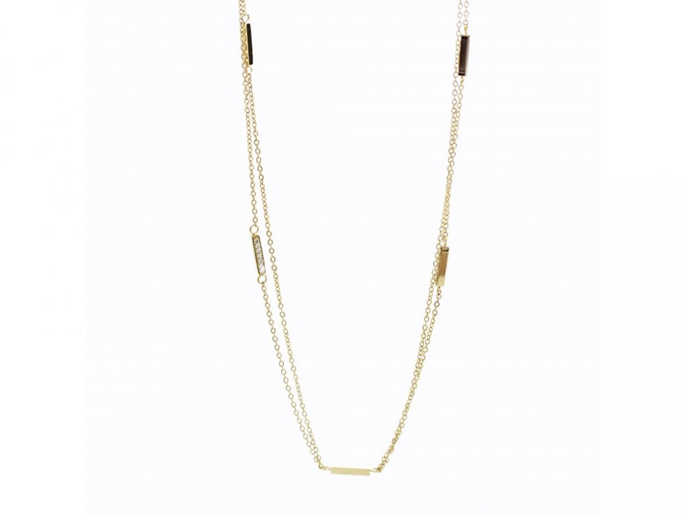 Řetízkový pozlacený náhrdelník se Swarovski Elements čárka Gold shadow