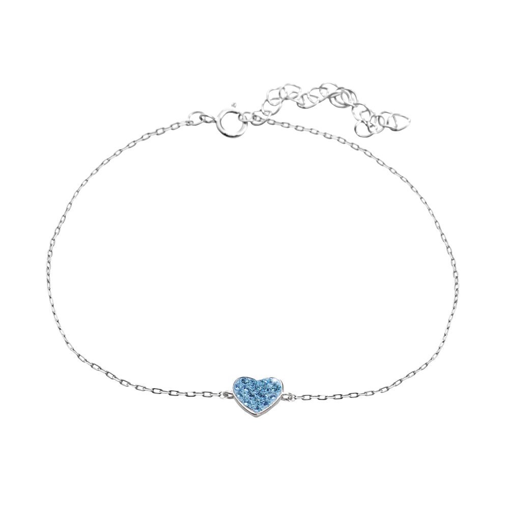 Náramek modrý se Swarovski Elements Srdce Aqua