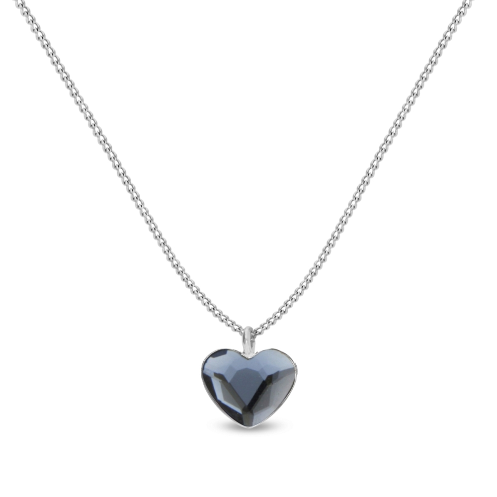 Náhrdelník modrý se Swarovski Elements Heart  N28086DB Denim Blue L