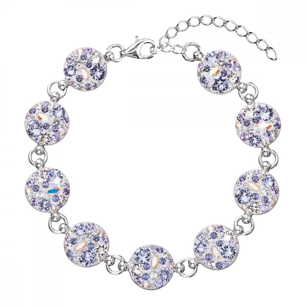 Stříbrný náramek se Swarovski krystaly fialový 33048.3 Violet