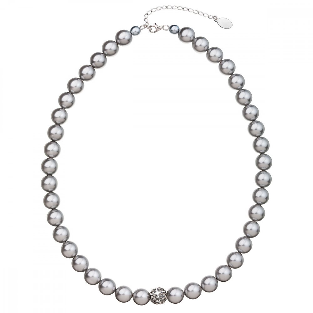 Náhrdelník šedá perla se Swarovski Elements 32011.3 Light Grey