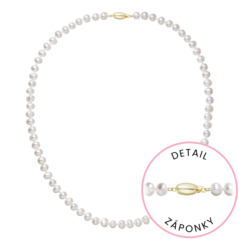 Perlový náhrdelník z říčních perel se zapínáním ze 14 karátového zlata 922001.1/9271A bílý,Perlový náhrdelník z říčních perel se zapínáním ze 14 karát