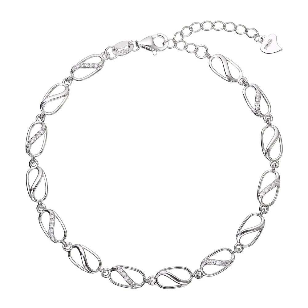 Stříbrný náramek kávová zrna se zirkony 13083.1 crystal