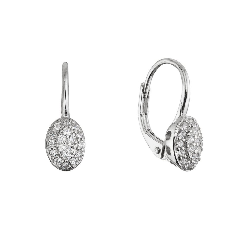 Stříbrné visací náušnice oválky 11654.1