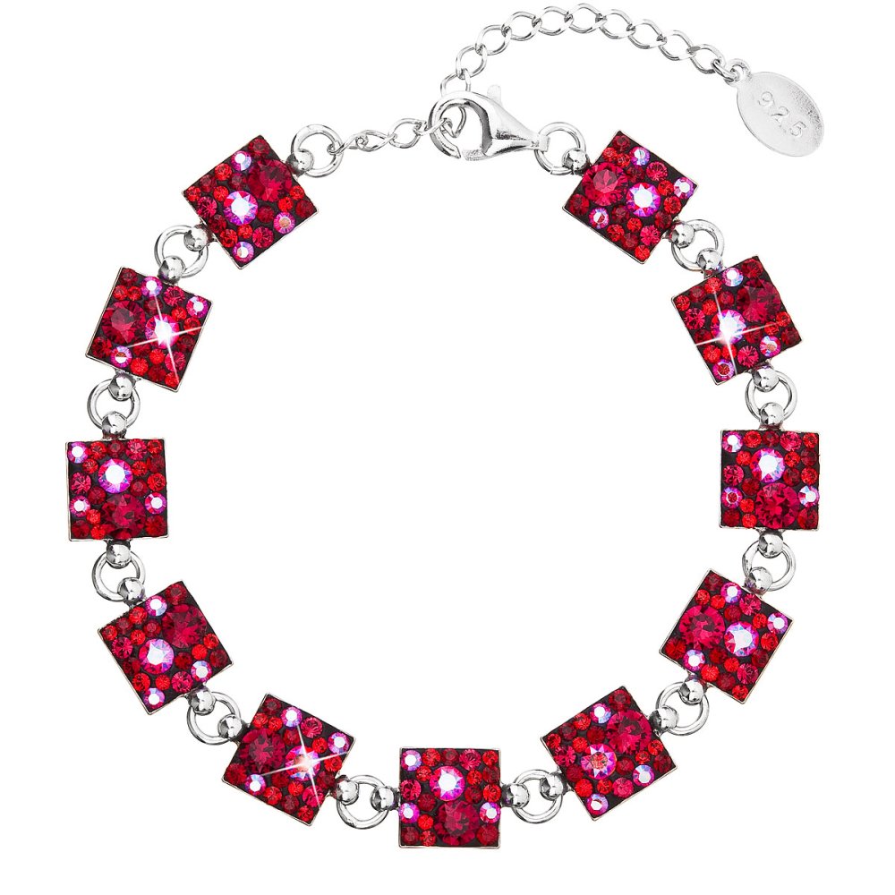 Levně Stříbrný náramek se Swarovski krystaly červený 33047.3 Cherry
