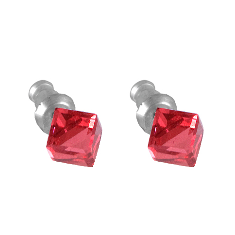 Náušnice oranžové se Swarovski Elements kostka Padparadscha 6 mm
