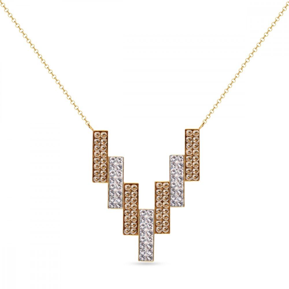 Levně Náhrdelník zlatý se Swarovski Elements Moonlight NGFMP7GSC Golden Shadow