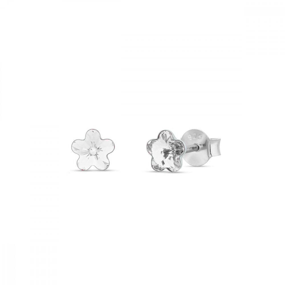 Náušnice čiré se Swarovski Elements Small Flower K47446C Krystal