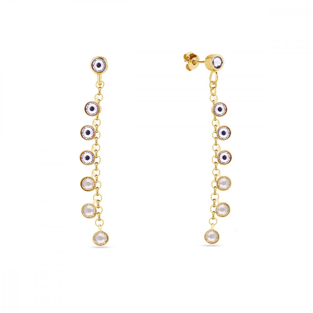 Levně Náušnice béžové se Swarovski Elements Milipedo KCGROLO2038SL Silk