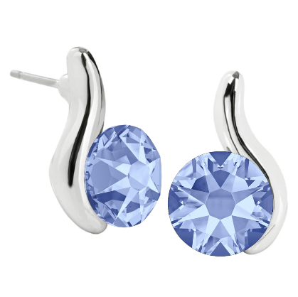 Náušnice se Swarovski Elements modrá vlnka Light Sapphire