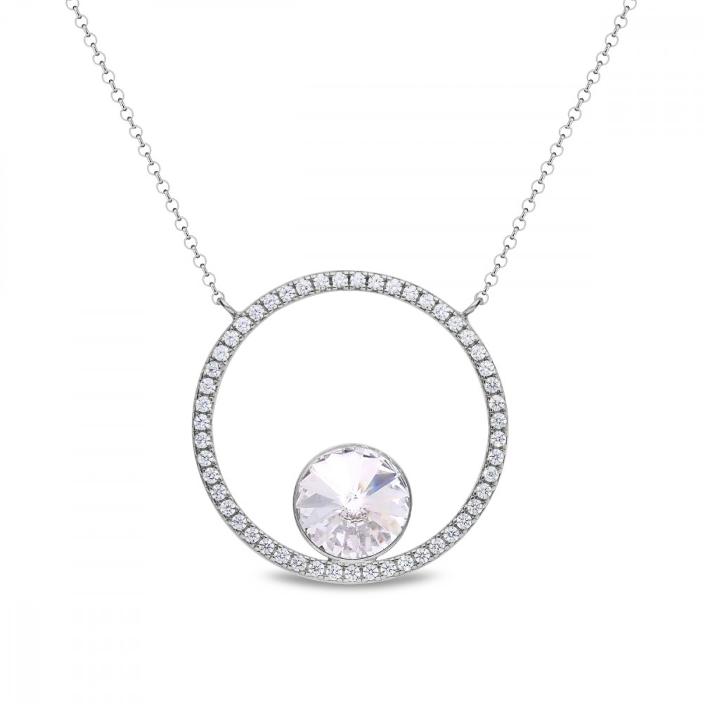 Stříbrný náhrdelník čirý se Swarovski Elements Orbita NCD1122SS47C Krystal