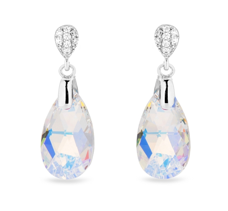 Stříbrné náušnice s krystaly Swarovski Elements měnivá kapka Dainty Drop KW610616AB AB