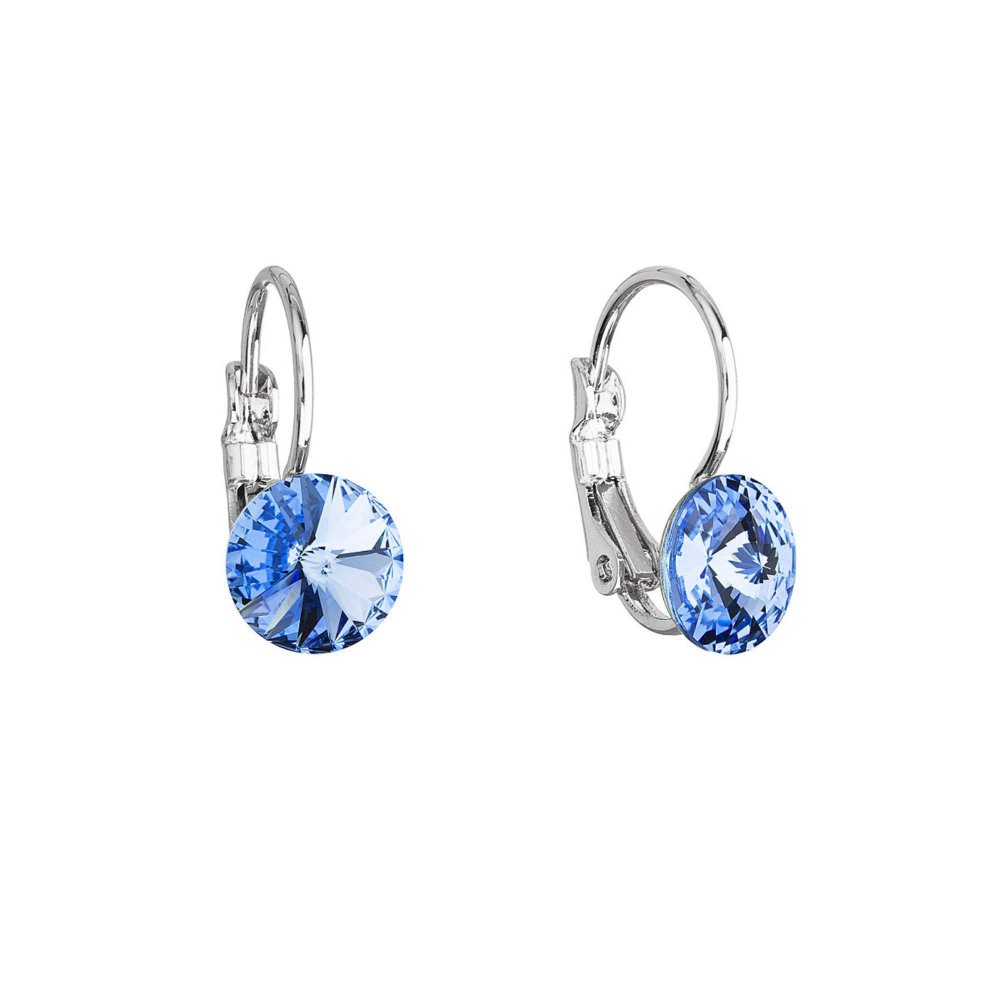 Náušnice bižuterie s křišťály Preciosa modré kulaté 51031.3 Lt.sapphire