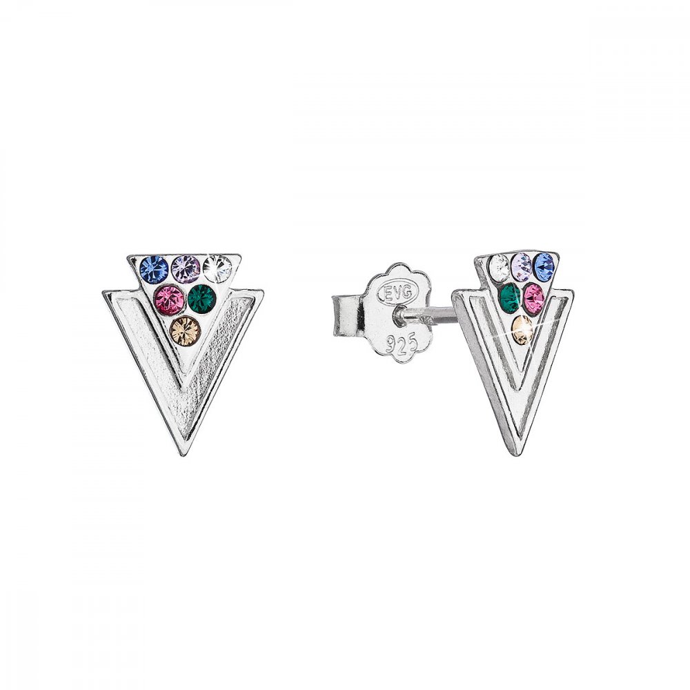 Stříbrné náušnice pecka s krystaly Swarovski multi 31226.3 multi