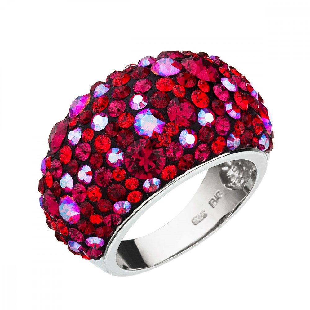 Stříbrný prsten s krystaly Swarovski červený 35028.3 Cherry 51