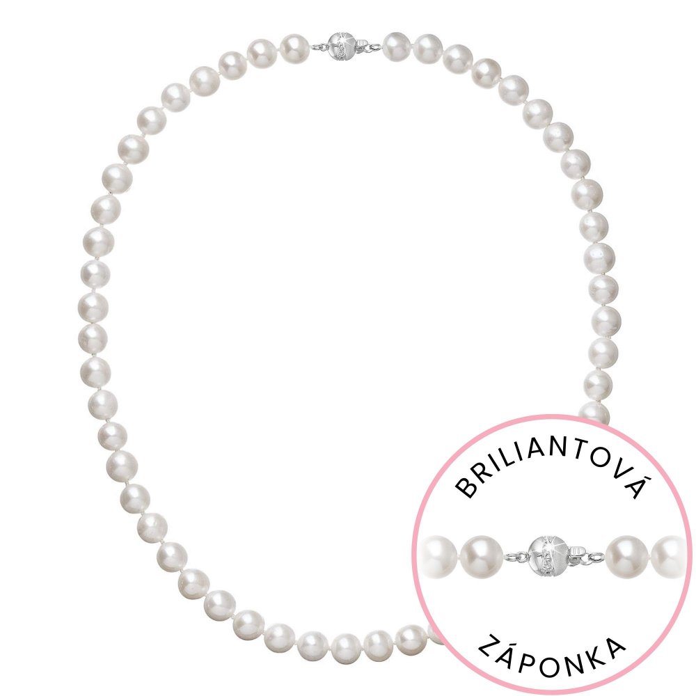 Perlový náhrdelník z říčních perel se zapínáním z bílého 14 karátového zlata 822003.1/9266B bílý