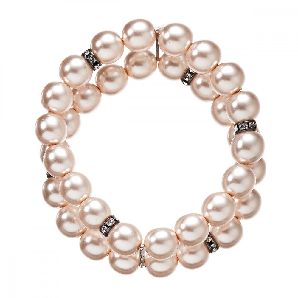 Perlový náramek dvouřadý růžový 33065.3 rose