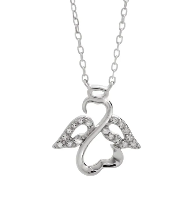 Stříbrný náhrdelník čirý s krystaly Swarovski Elements Anděl Krystal