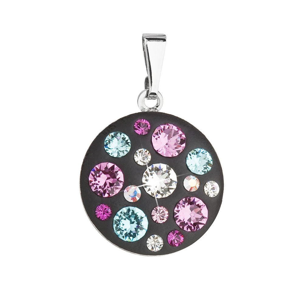Přívěsek bižuterie se Swarovski krystaly fialový kulatý 54022.3 jet mix