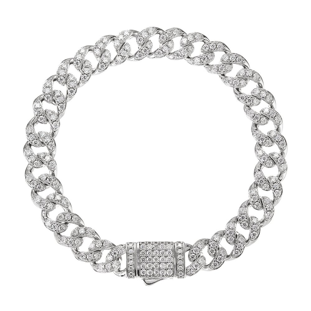 Stříbrný kubánský náramek TESS 13M00005 moissanite 17 cm